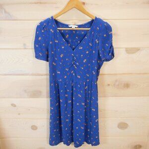 American Eagle Women's size M Short Sleeve Mini Dress Blue Floral V-neck